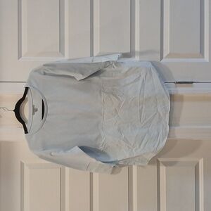 COS Light Blue Mixed Fabric 3/4 Sleeve Top Blouse Size Small